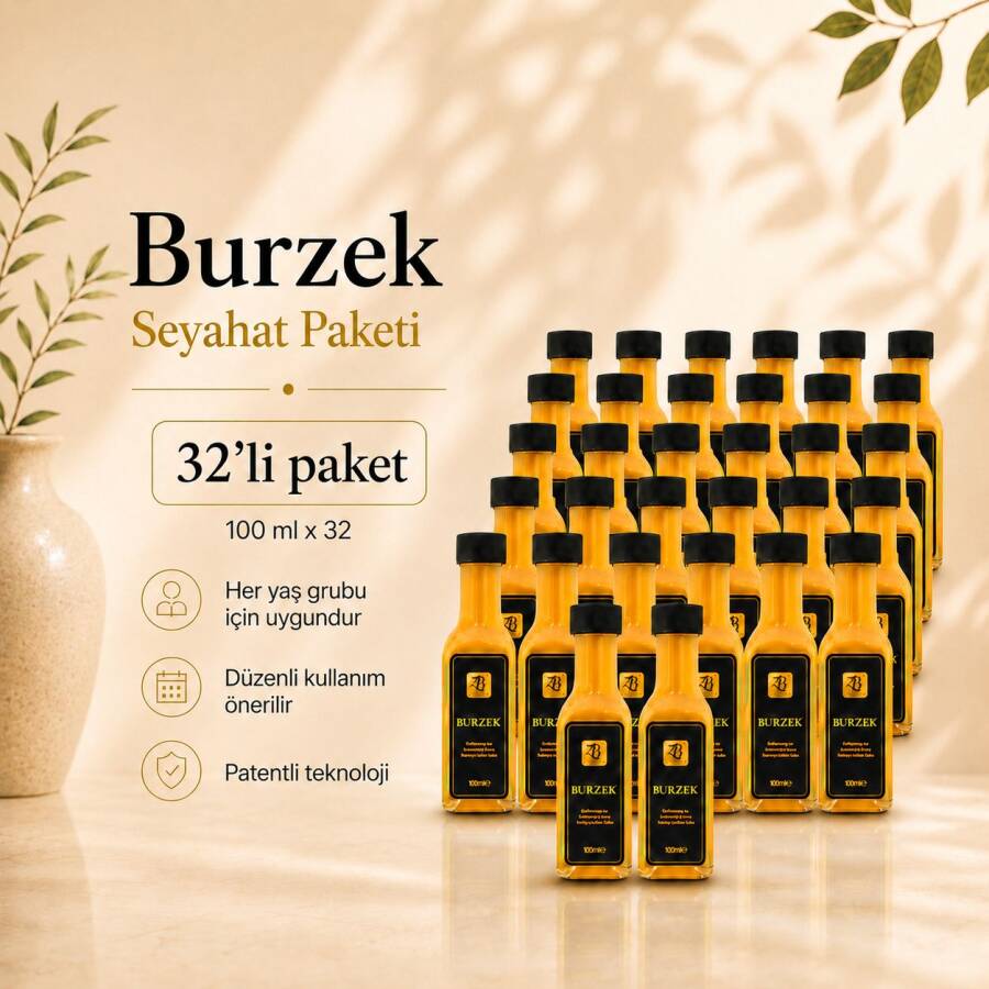 BURZEK - Kurkumin ve Bentonit Kili İçeren Takviye Edici Gıda 100 ml 32'li Paket - ZB HEALTHY LIFE 