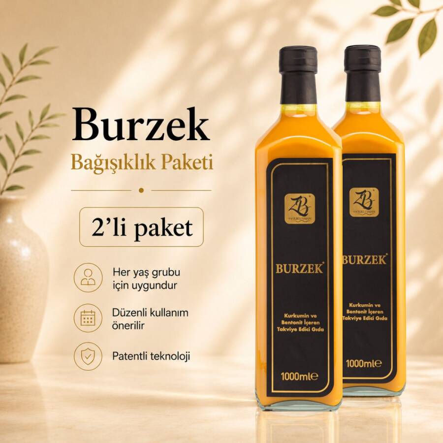 BURZEK - Kurkumin ve Bentonit Kili İçeren Takviye Edici Gıda 1000 ml 2'li Paket - ZB HEALTHY LIFE 