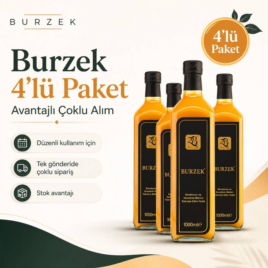 BURZEK - Kurkumin ve Bentonit Kili İçeren Takviye Edici Gıda 1000 ml 4'lü Paket - ZB SAĞLIKLI YAŞAM