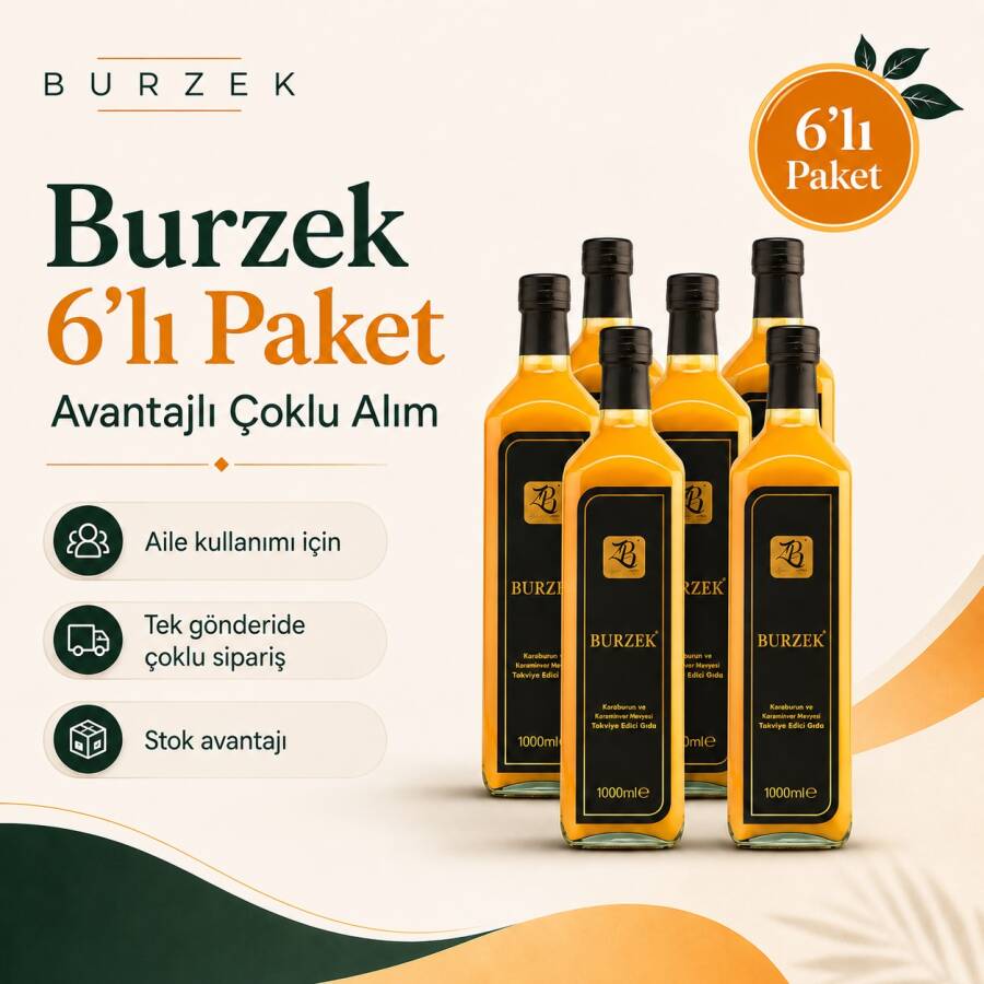 BURZEK - Kurkumin ve Bentonit Kili İçeren Takviye Edici Gıda 1000 ml 6'lı Paket - ZB SAĞLIKLI YAŞAM