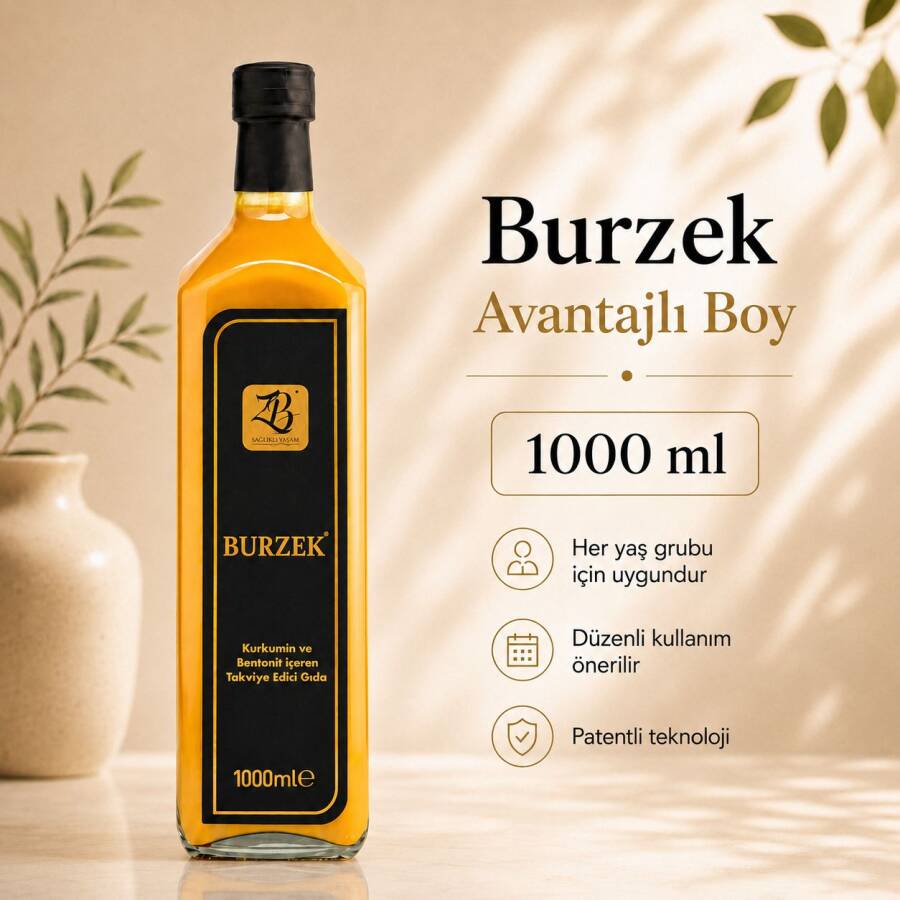 BURZEK - Integratore alimentare contenente curcumina e argilla bentonitica - 1000 ml - ZB VITA SANA