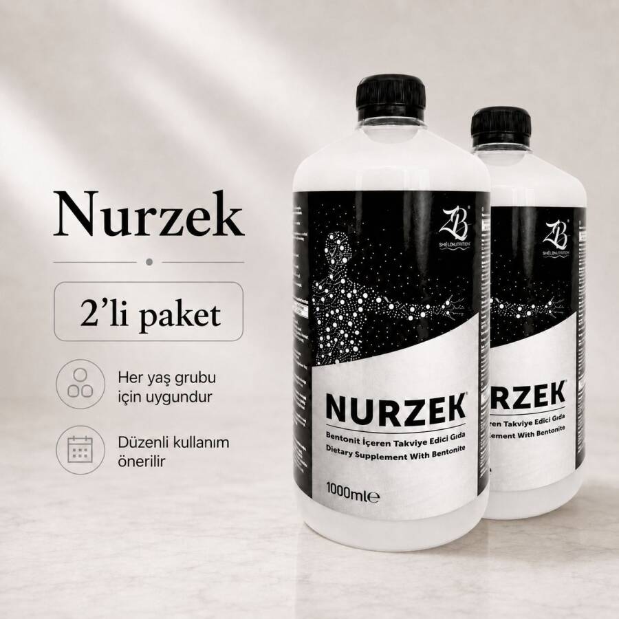 NURZEK - Bentonit Kili İçeren Takviye Edici Gıda 1000 ml 2'li Paket - ZB SAĞLIKLI YAŞAM