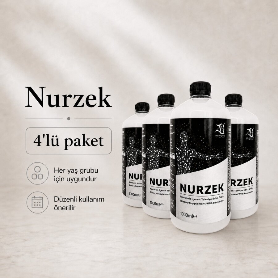 NURZEK - Bentonit Kili İçeren Takviye Edici Gıda 1000 ml 4'lü Paket - 1